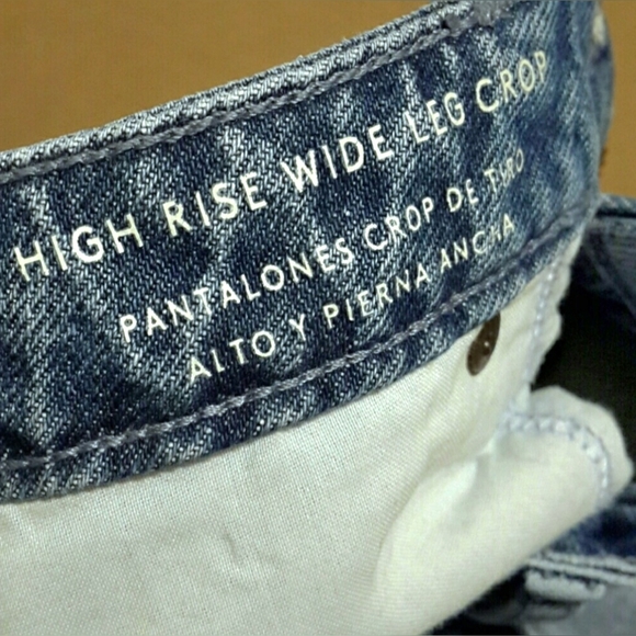 Universal Thread High Rise Wide Leg Raw Frayed Hem Light Wash Denim Crop Jeans - Picture 5 of 16